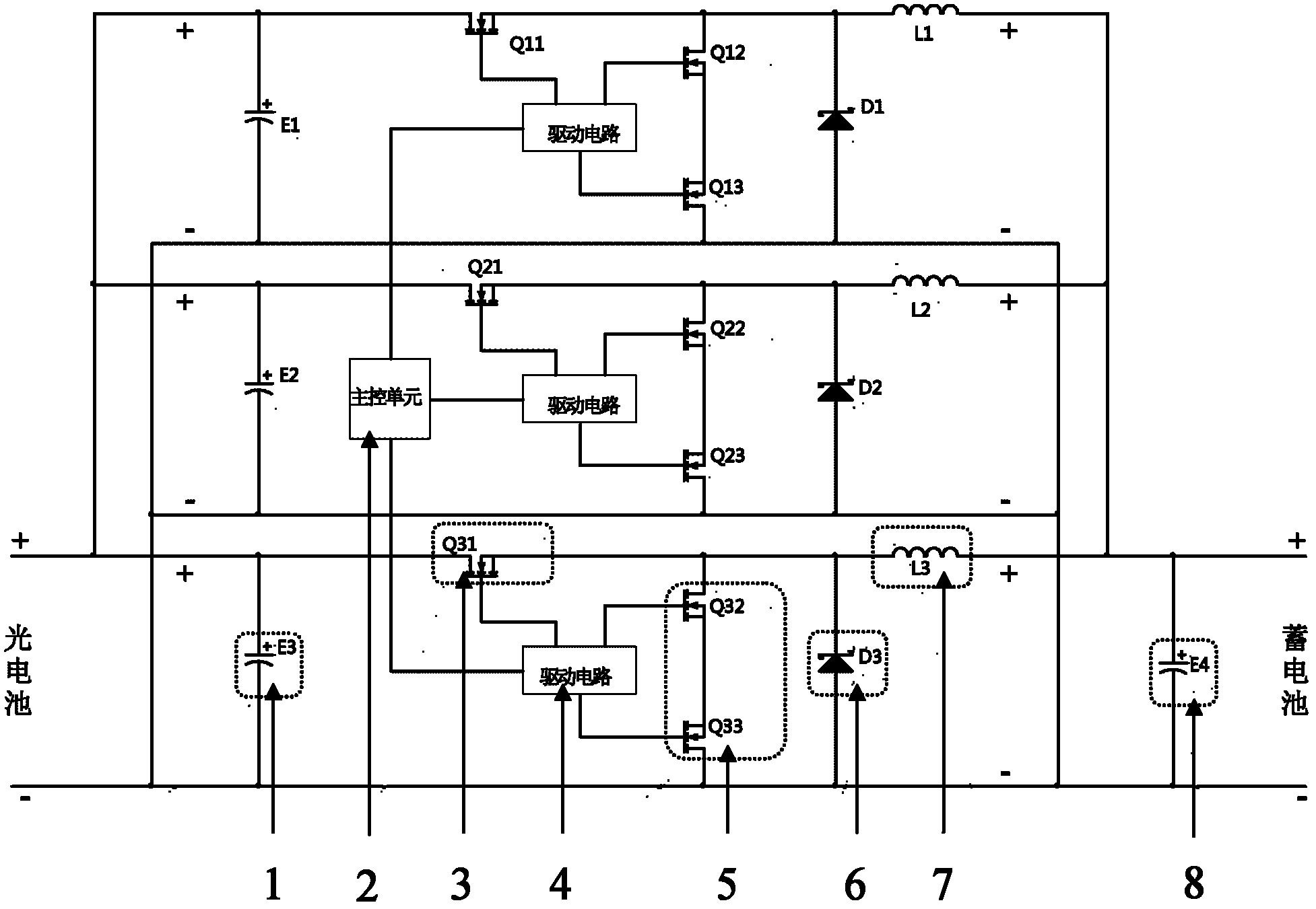 Multiphase synchronous rectification BUCK topology circuit