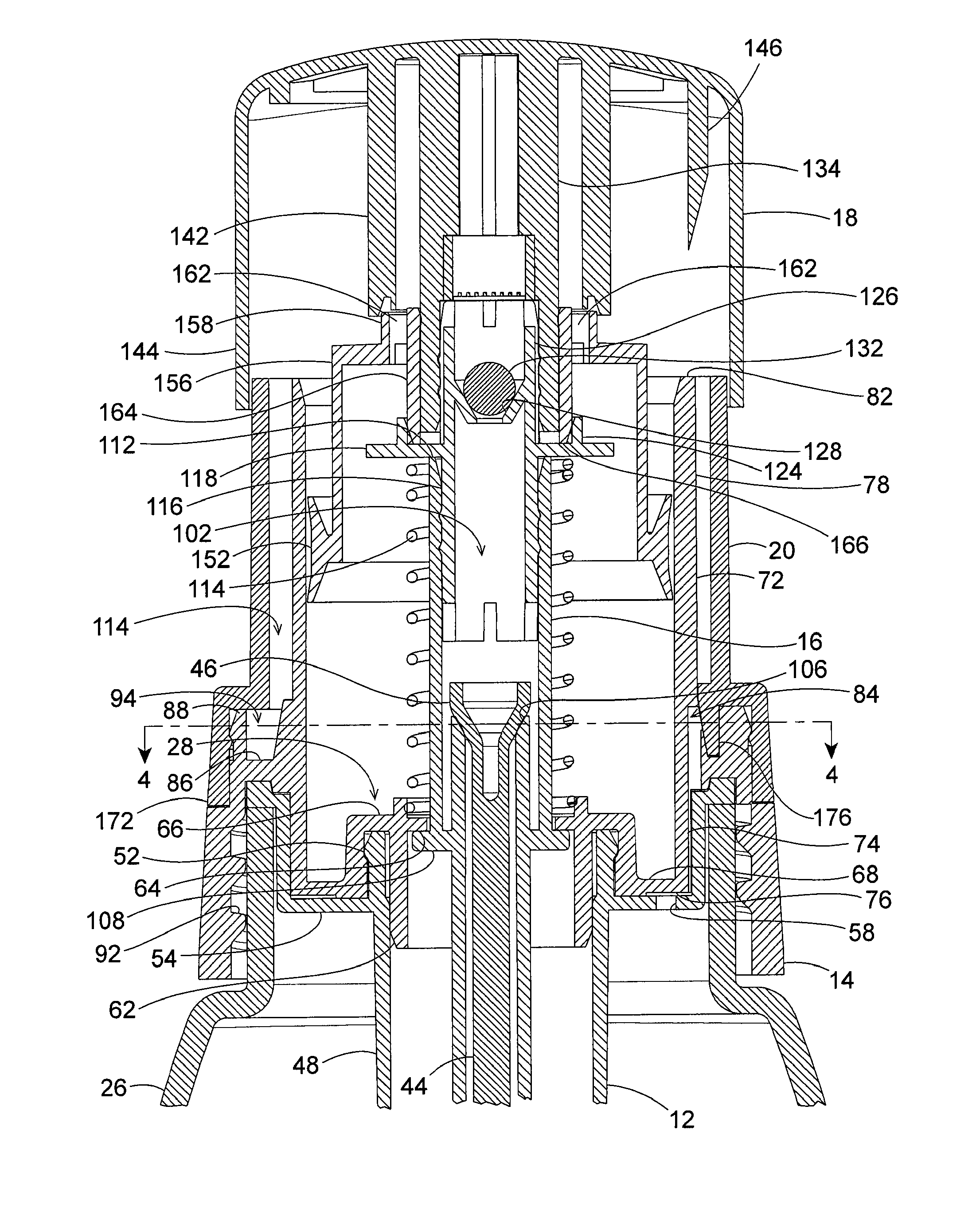 Rotating Collar and Locking and Venting Closure Connector for an Air Foaming Pump Dispenser