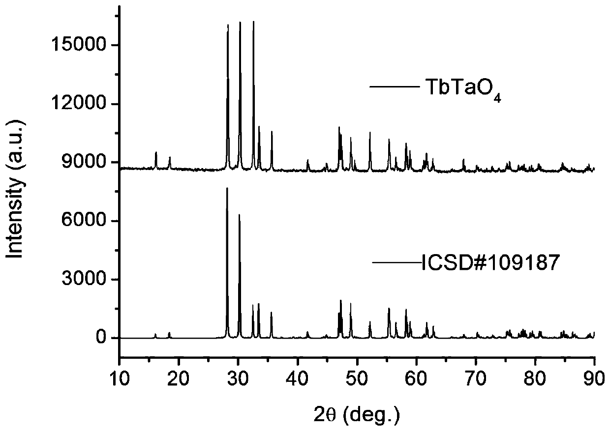 Monoclinic phase tantalum terbium niobate magneto-optical crystal as well as preparation method and application thereof