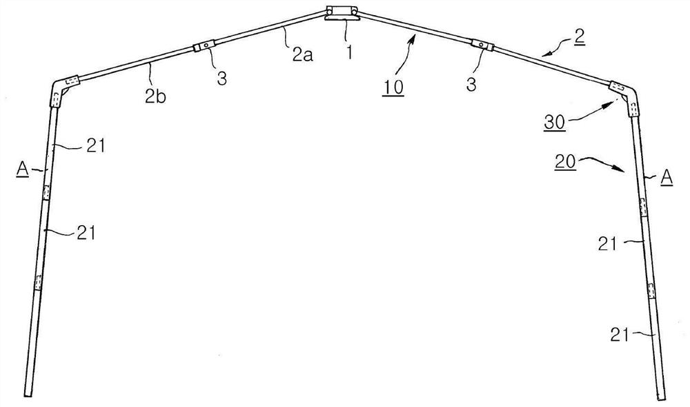 Combined large tent frame