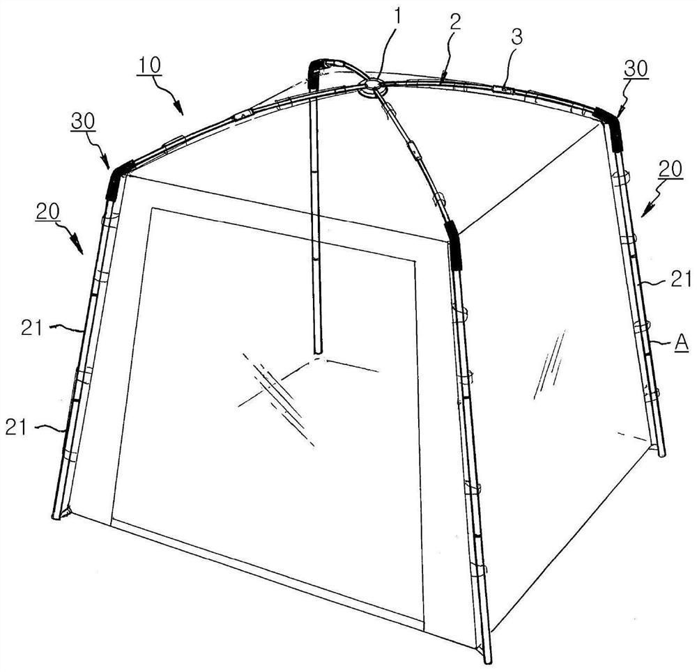 Combined large tent frame