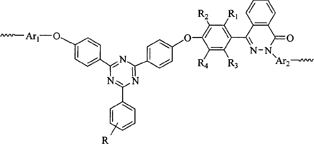 Polyarylether containing triaryl s-triazine ring and phthalazone diphenyl structure and preparation method thereof