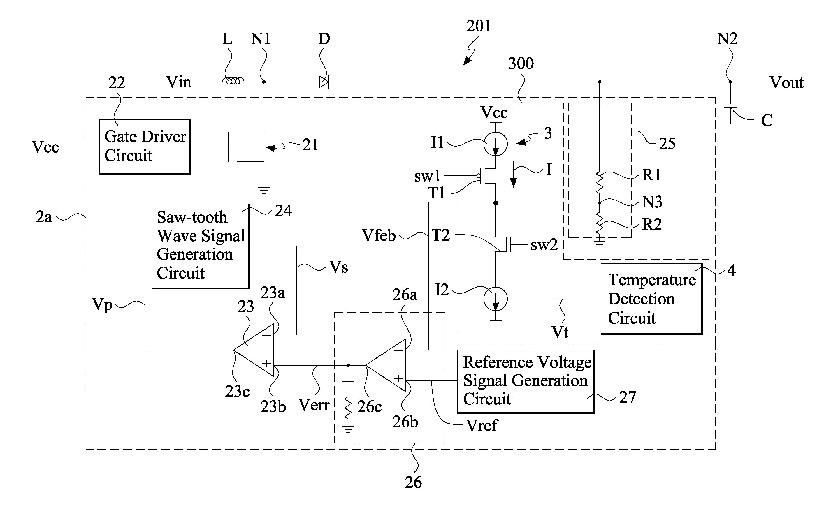 DC-DC converter with temperature compensation circuit