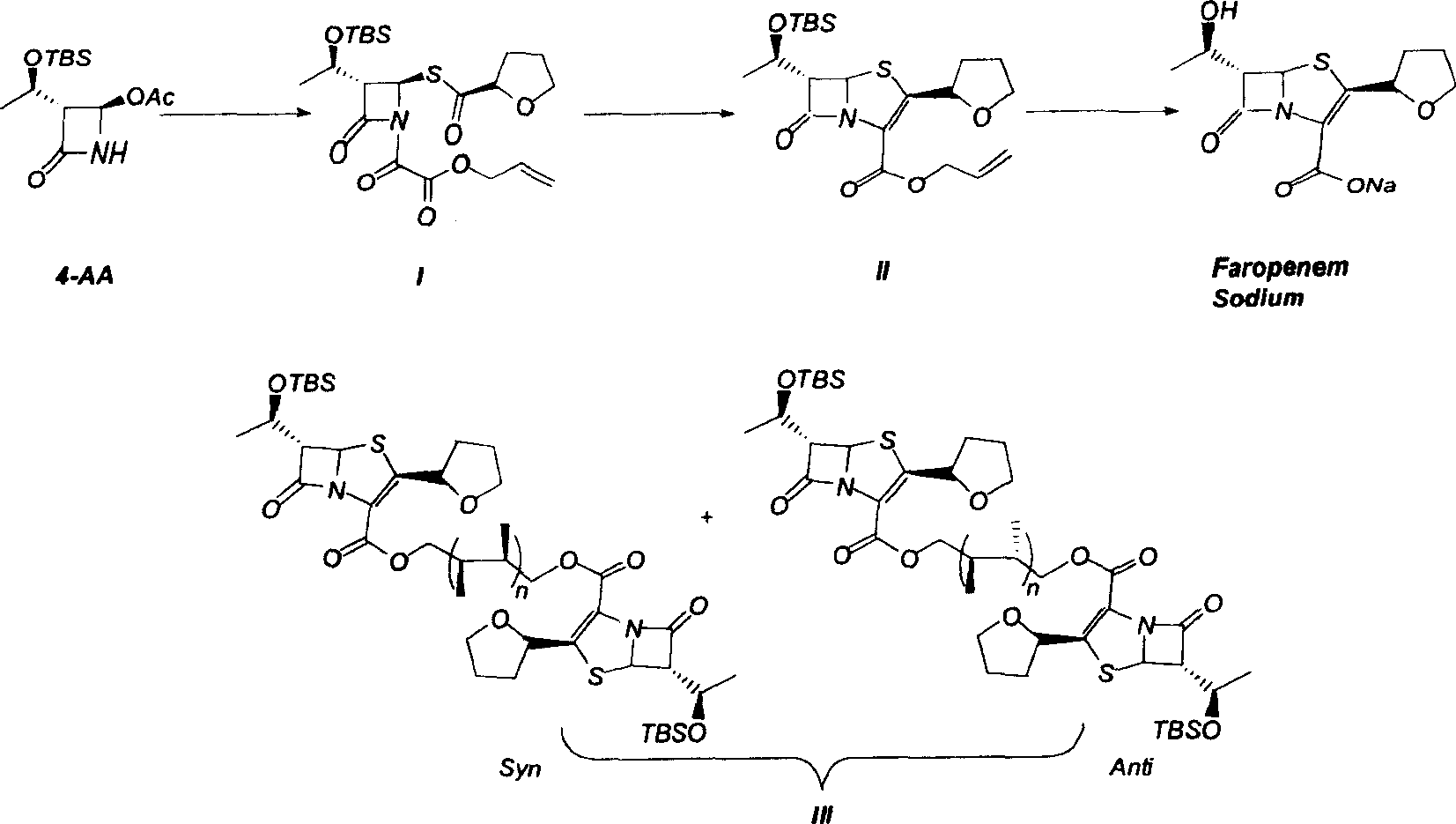 Faropenem sodium synthesis method from reaction by-product
