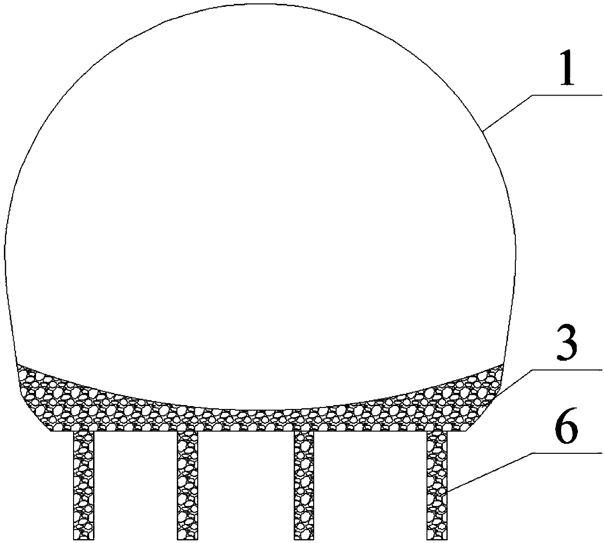 Tunnel bottom structure and construction method capable of eliminating uplifts of inverted arches of tunnel in area with high ground pressure