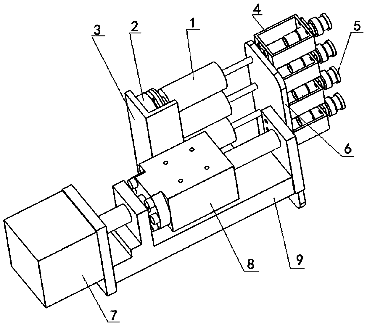 Gas spring damper, coaxial scanning switch terminal connector and control method