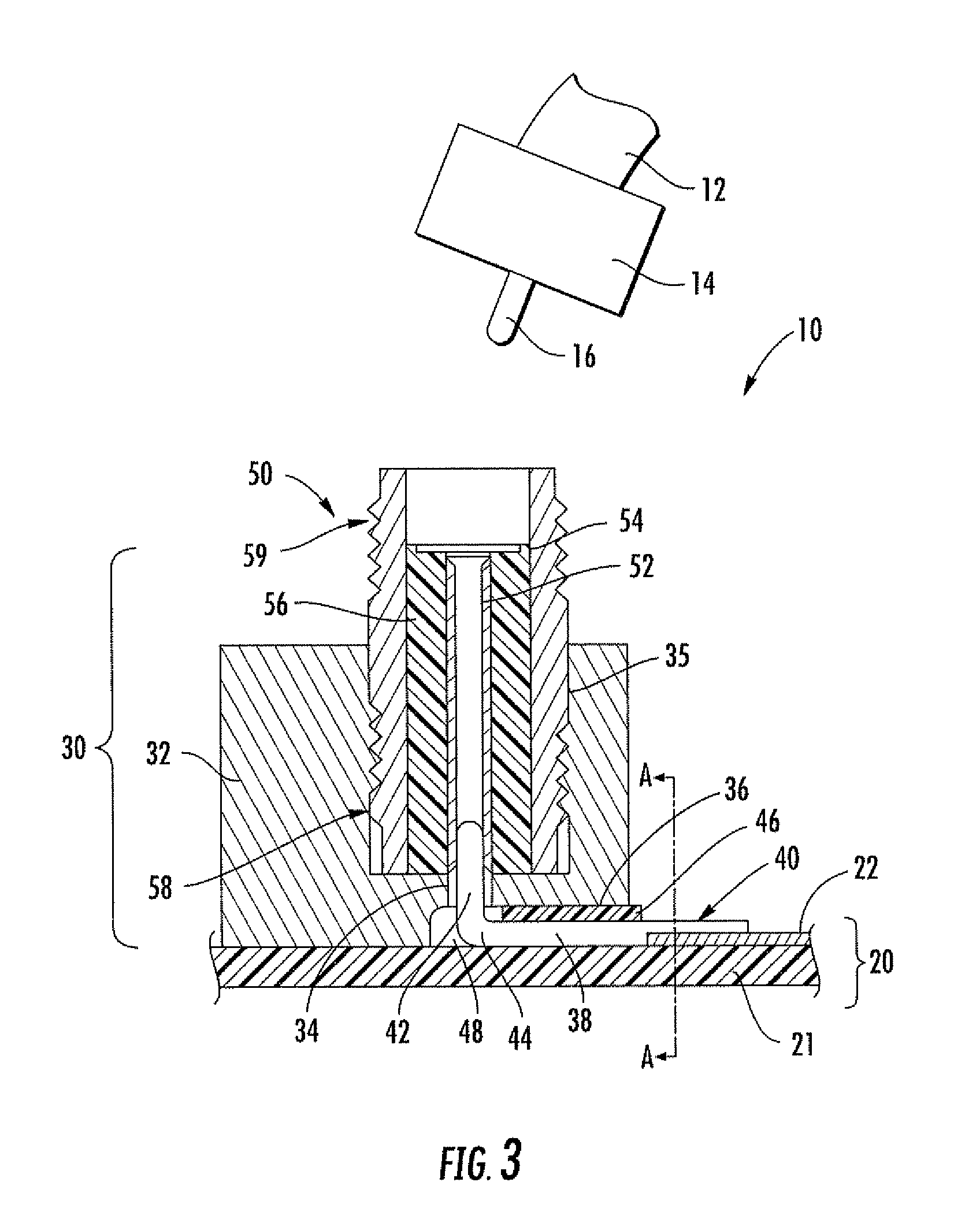 Surface mount right angle connector including strain relief and associated methods