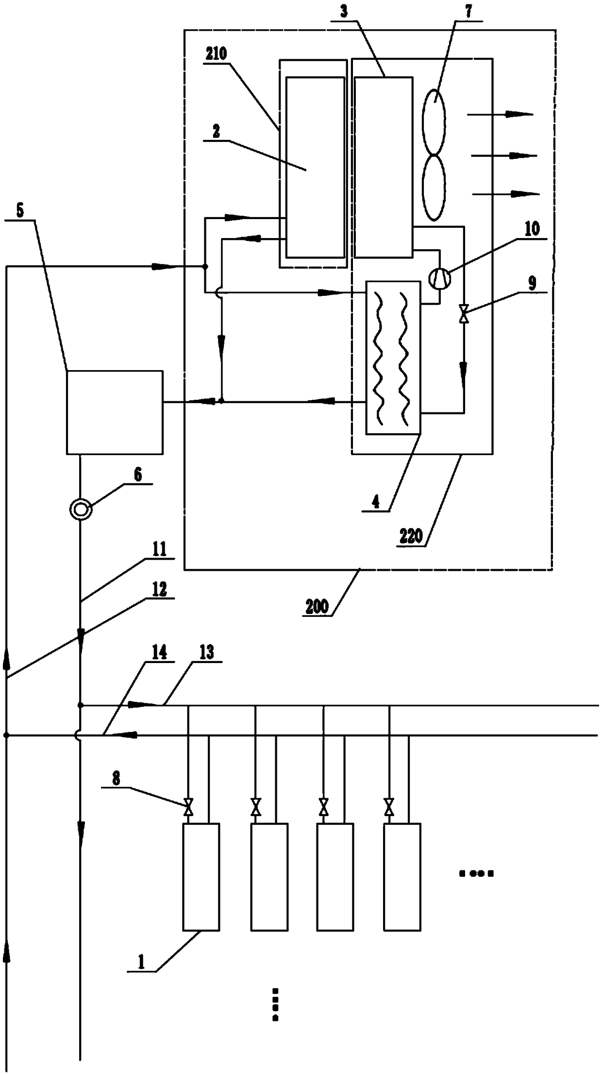 Heat pipe backboard air conditioner multi-connection unit