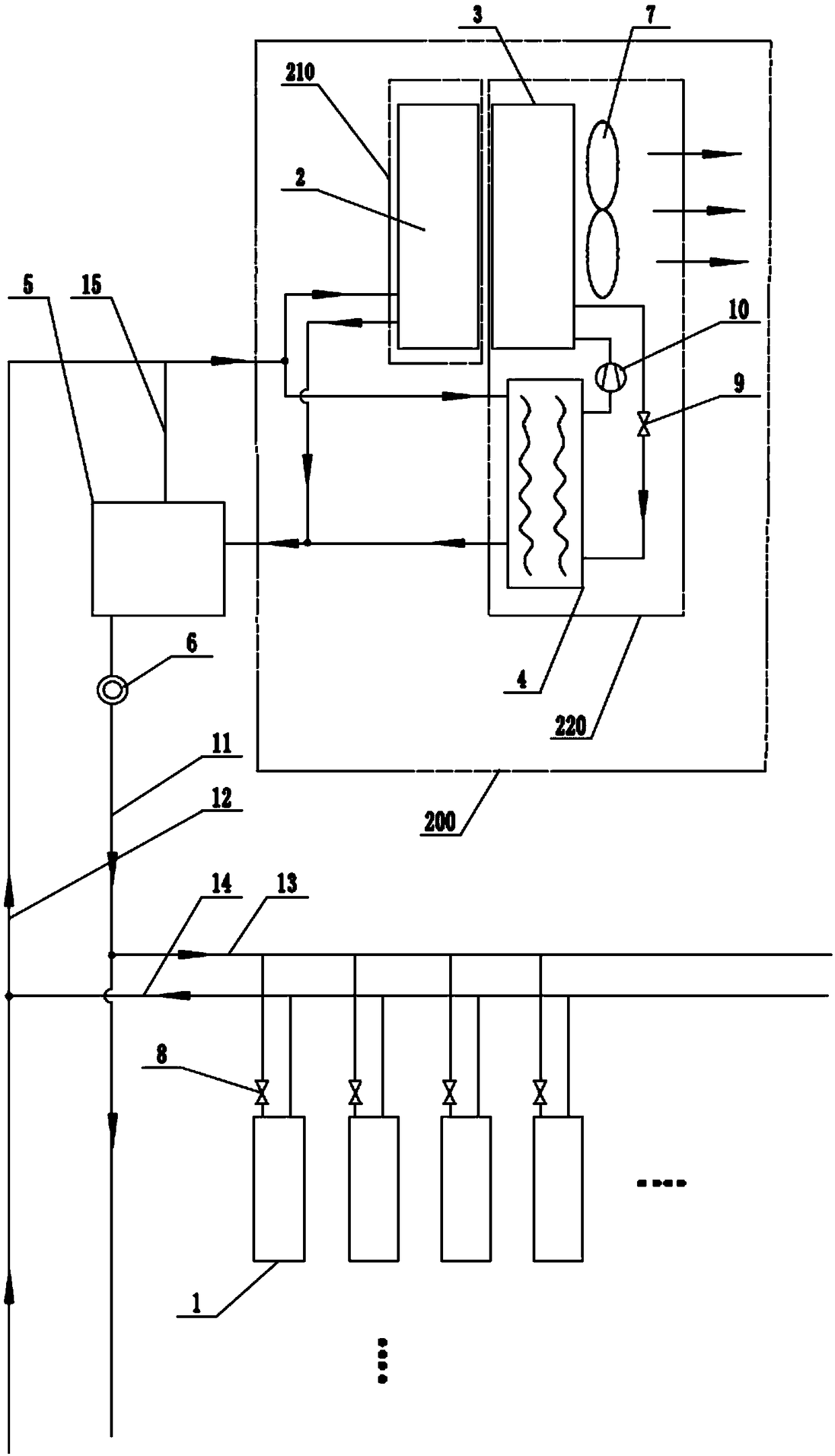 Heat pipe backboard air conditioner multi-connection unit