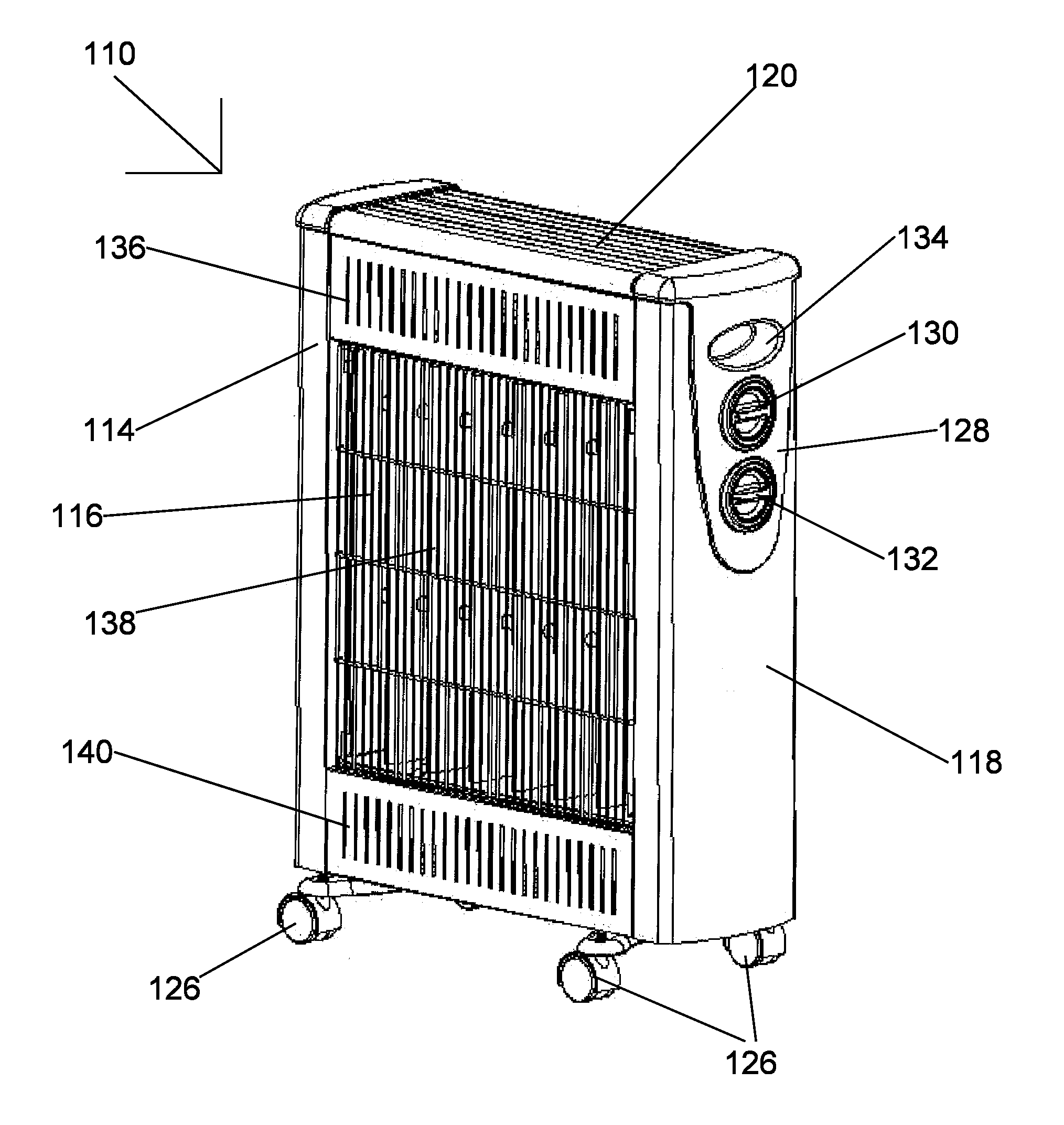 Heater Having Heating Core and Conductive Fin