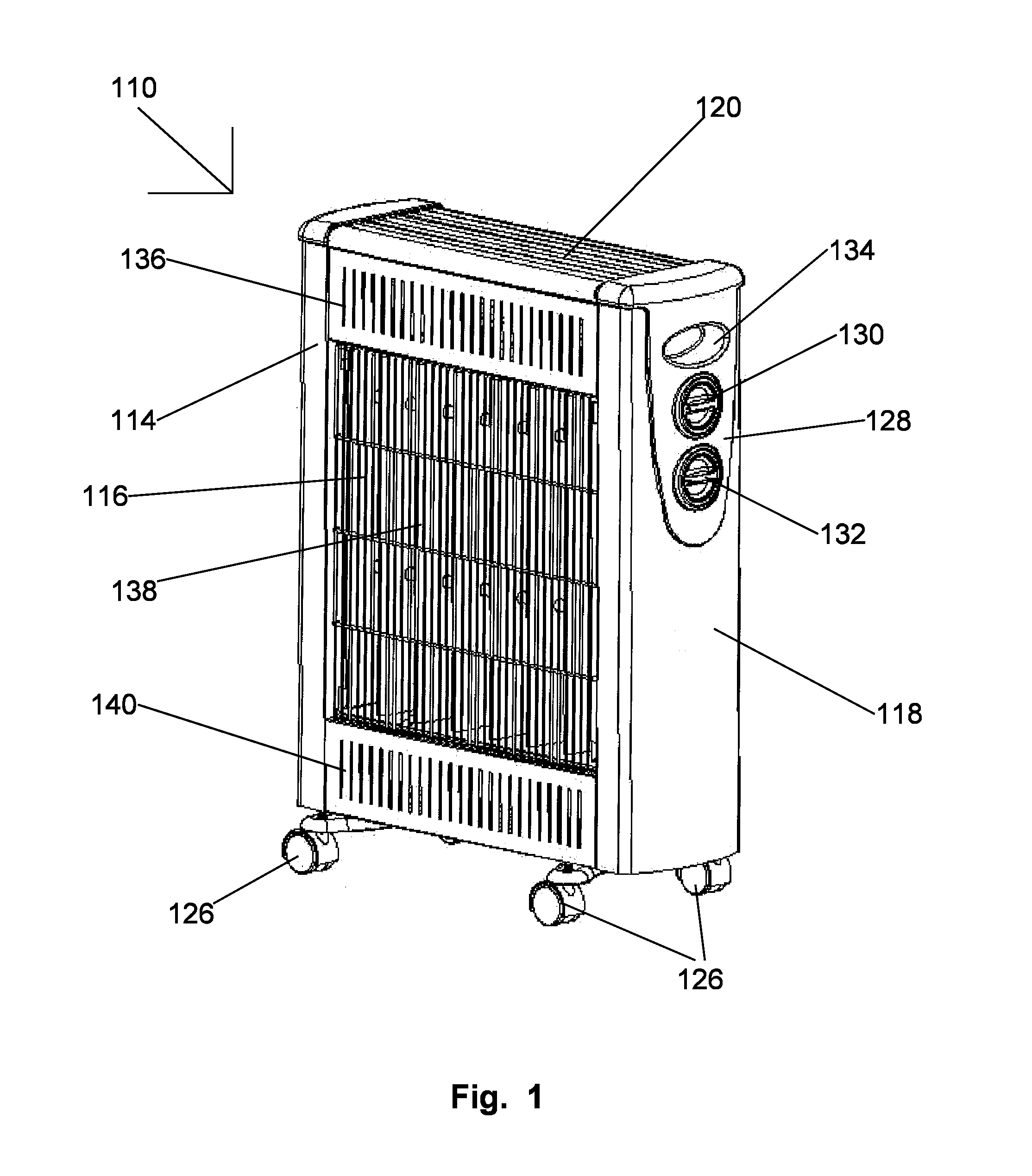 Heater Having Heating Core and Conductive Fin