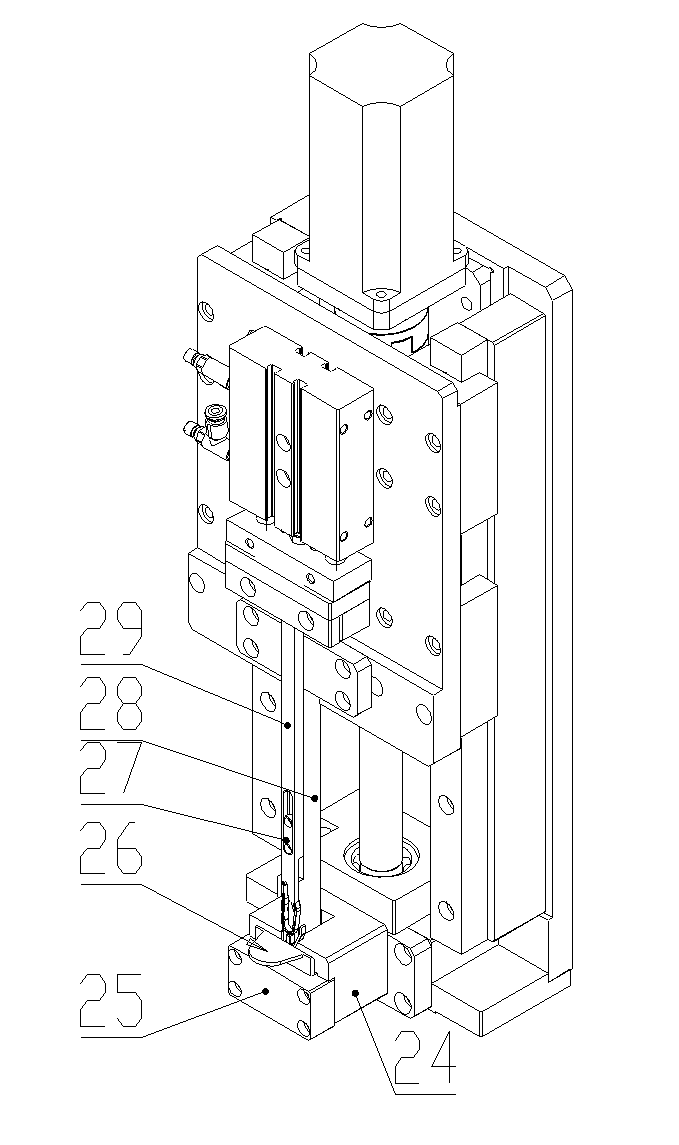 Device for automatically and synchronously assembling magnetic shoes and U-shaped spring of direct-current motor