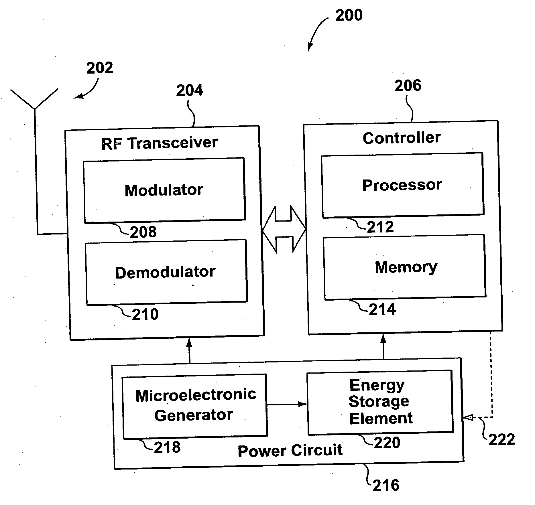 RF transponder with electromechanical power