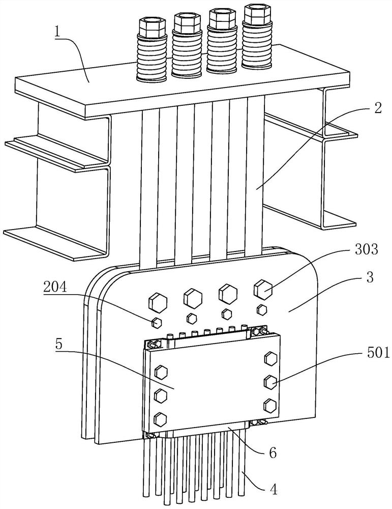 A rope head combination structure for indoor construction hoist