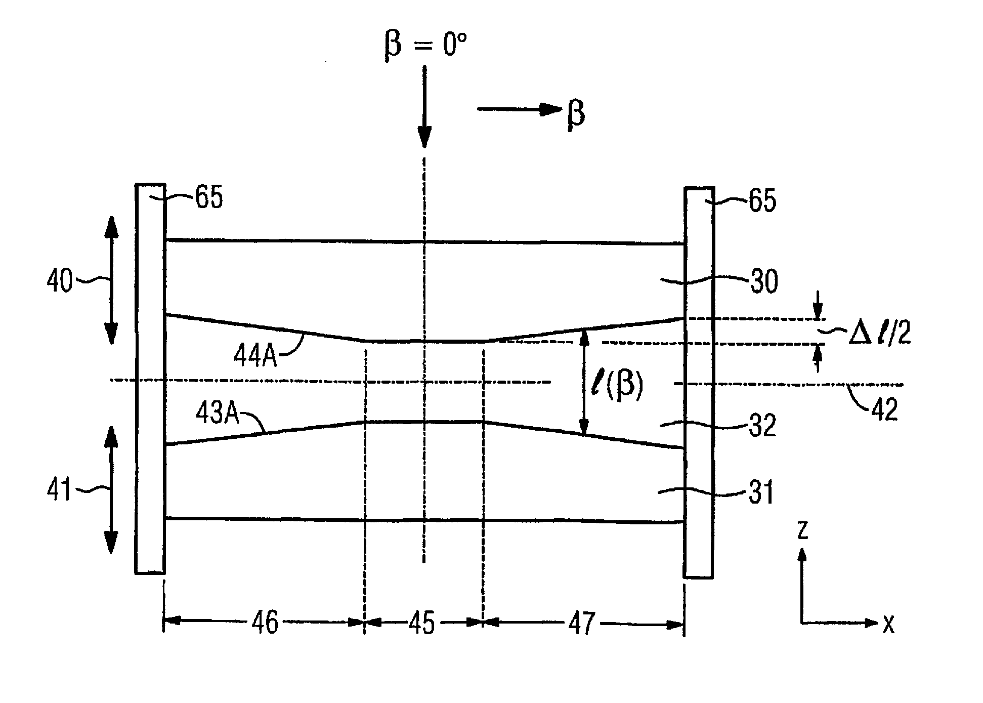 Computed tomography apparatus and beam diaphragm therefor having absorber elements shaped to produce a non-uniform beam passage opening