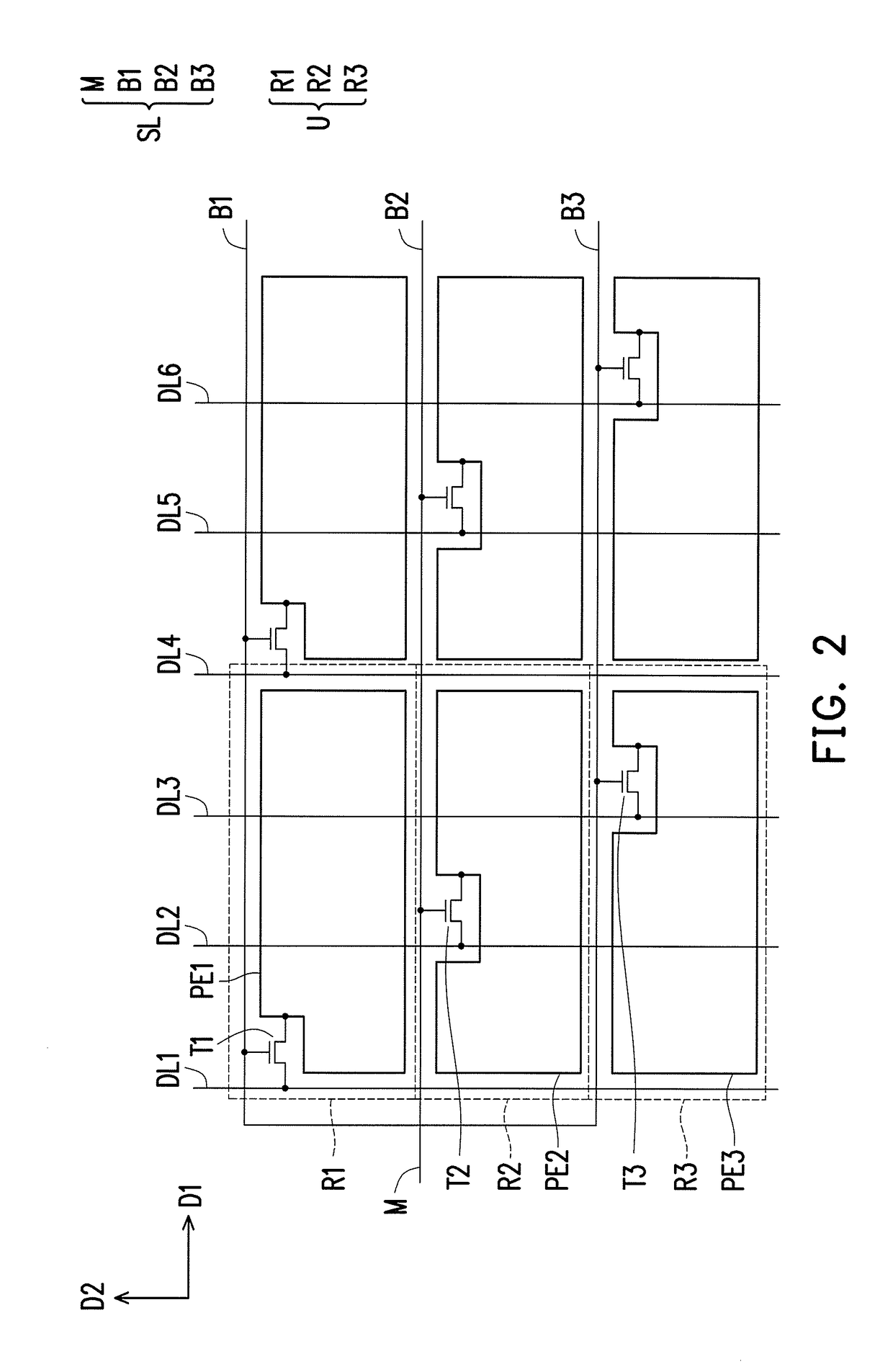 Pixel array, display panel and curved display panel