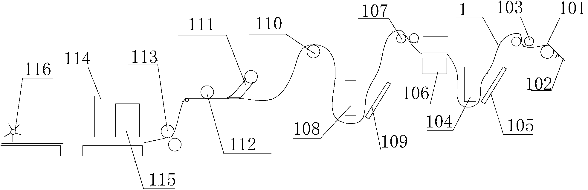 Flattening device used for plastic bag production