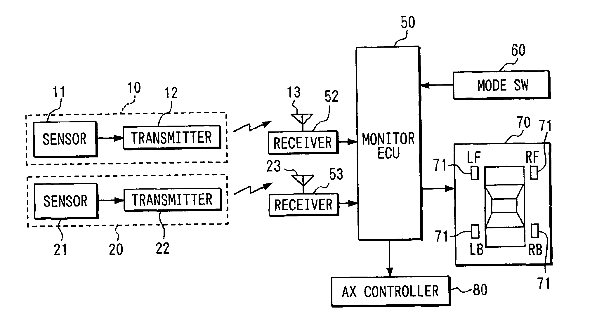 Tire internal pressure monitor system and ID code registering method in the same