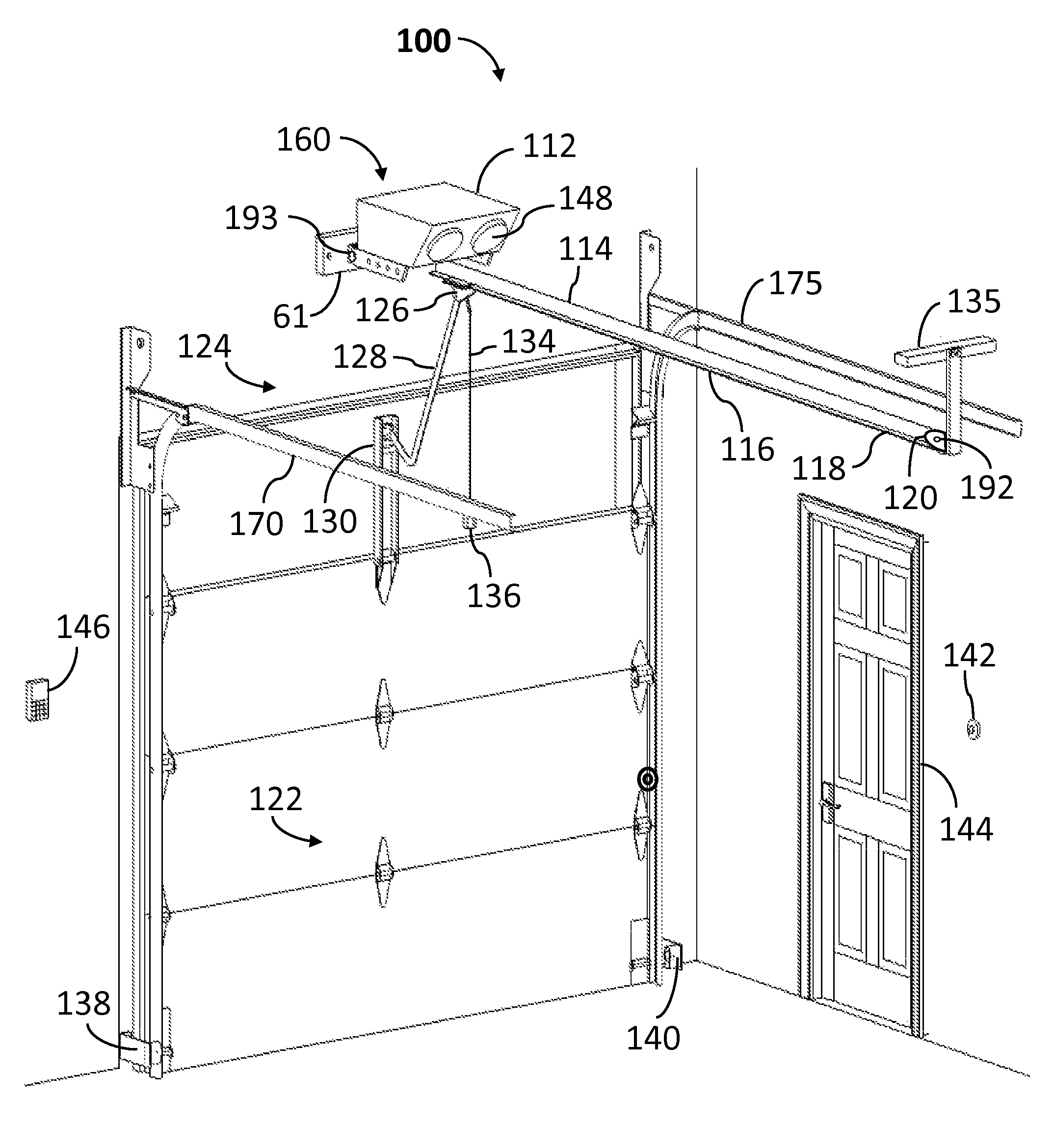 Safety enhanced design of rail type garage door opener with over the door drive assembly