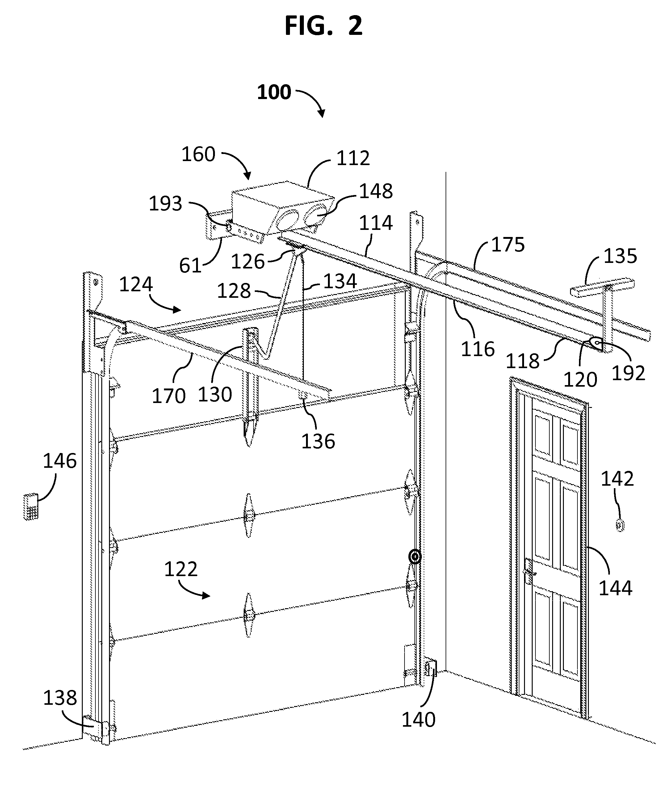 Safety enhanced design of rail type garage door opener with over the door drive assembly