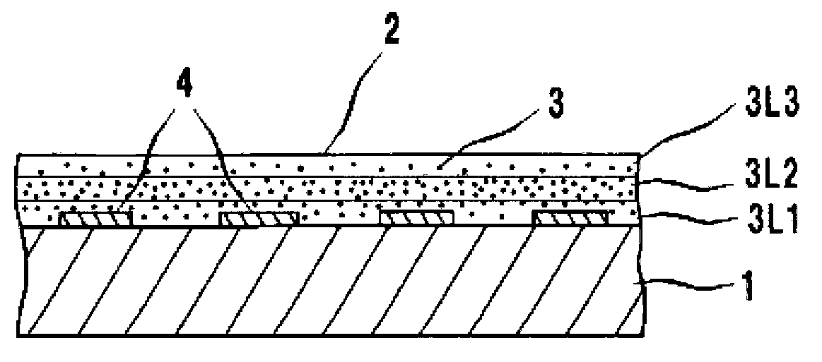 Layered structure and light-sensitive dry film used in same