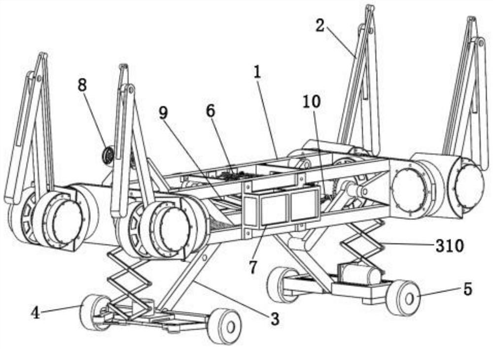 Multi-motion-mode wheel-leg separation type quadruped robot