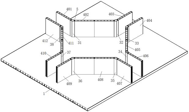 Fabricated four-way cable well and construction method thereof