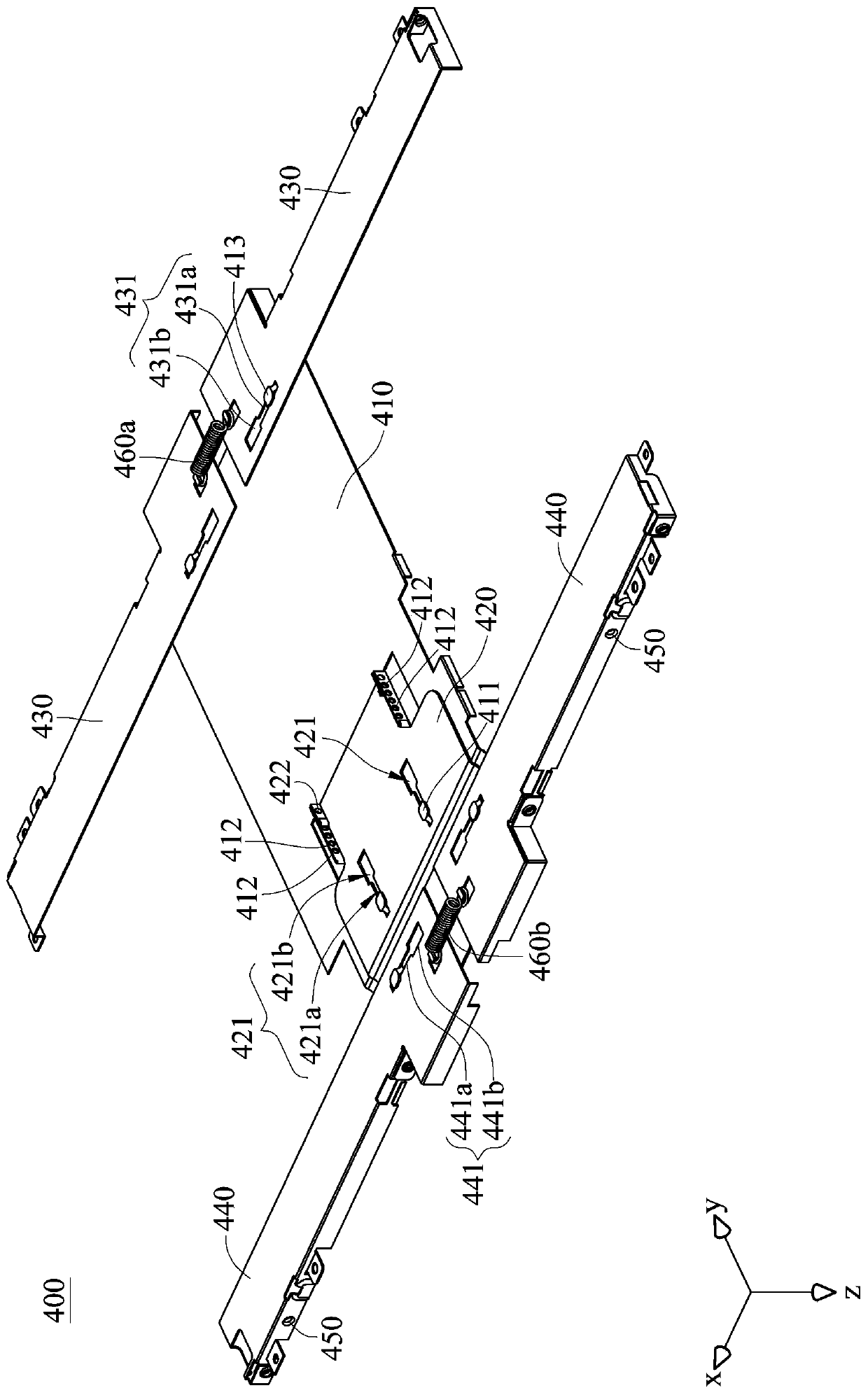 Adjustable assembly frame and electronic device