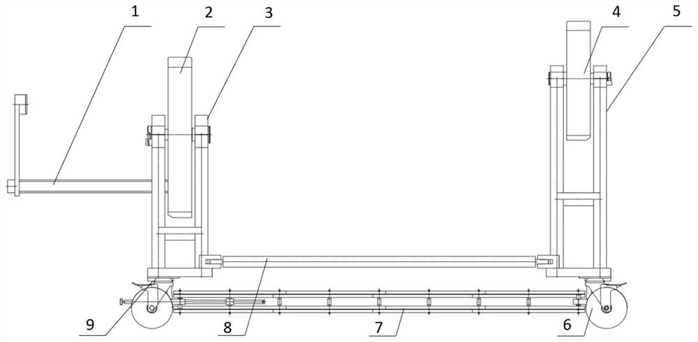 Foldable variable-diameter cylinder horizontal transfer trolley