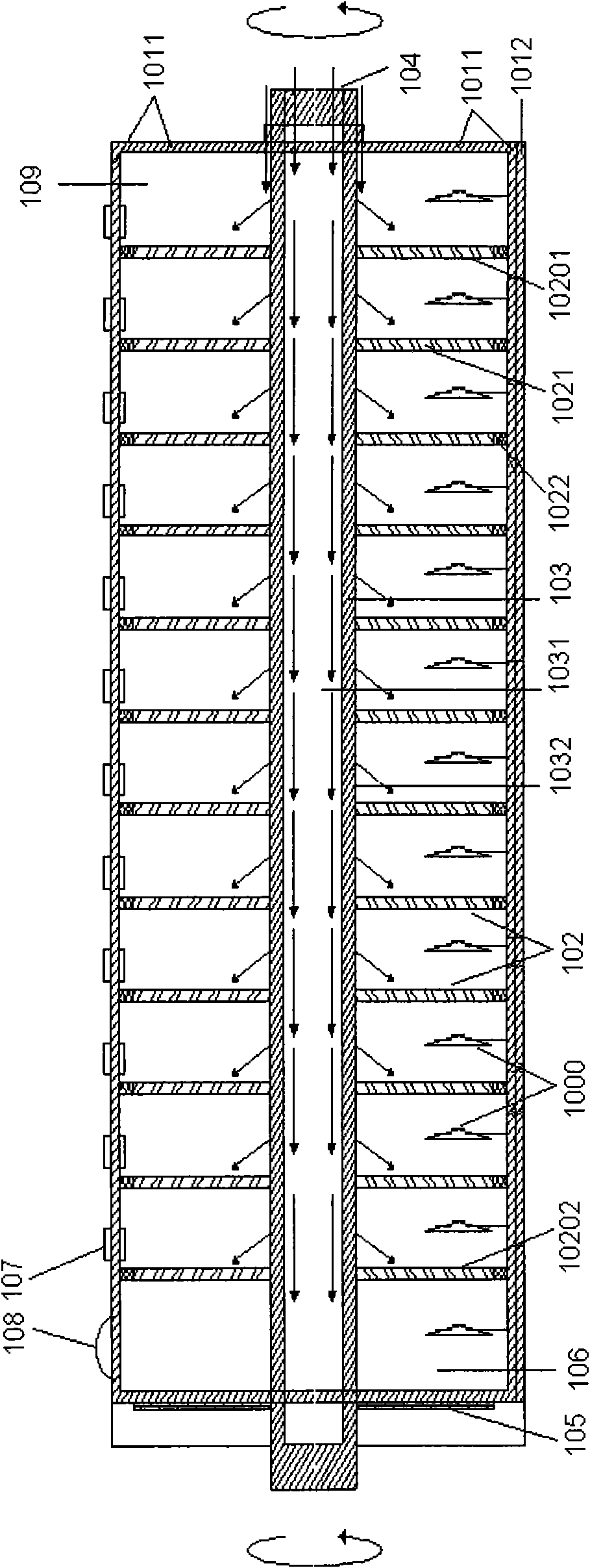 Two-stage horizontal type mixing device with multiple dispersion system and method thereof