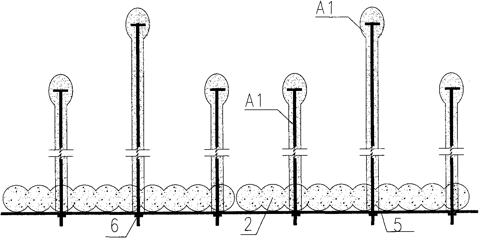 Anti-slip cement soil pile soil blocking structure and construction method thereof