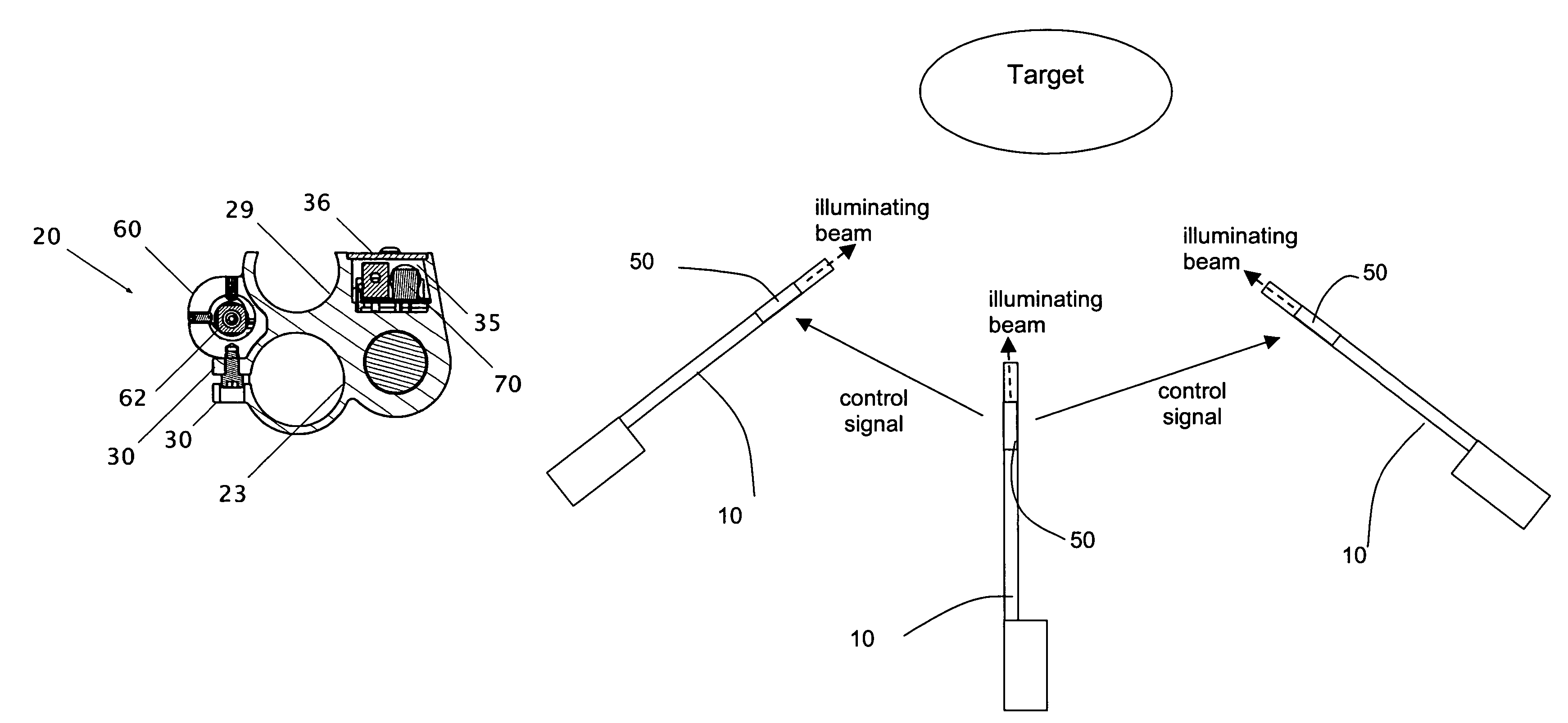 Target illuminating assembly having integrated magazine tube and barrel clamp with laser sight