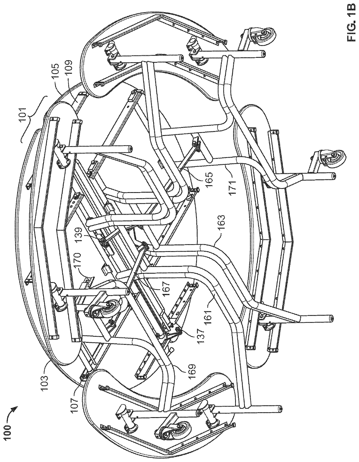 Folding table and associated folding mechanisms