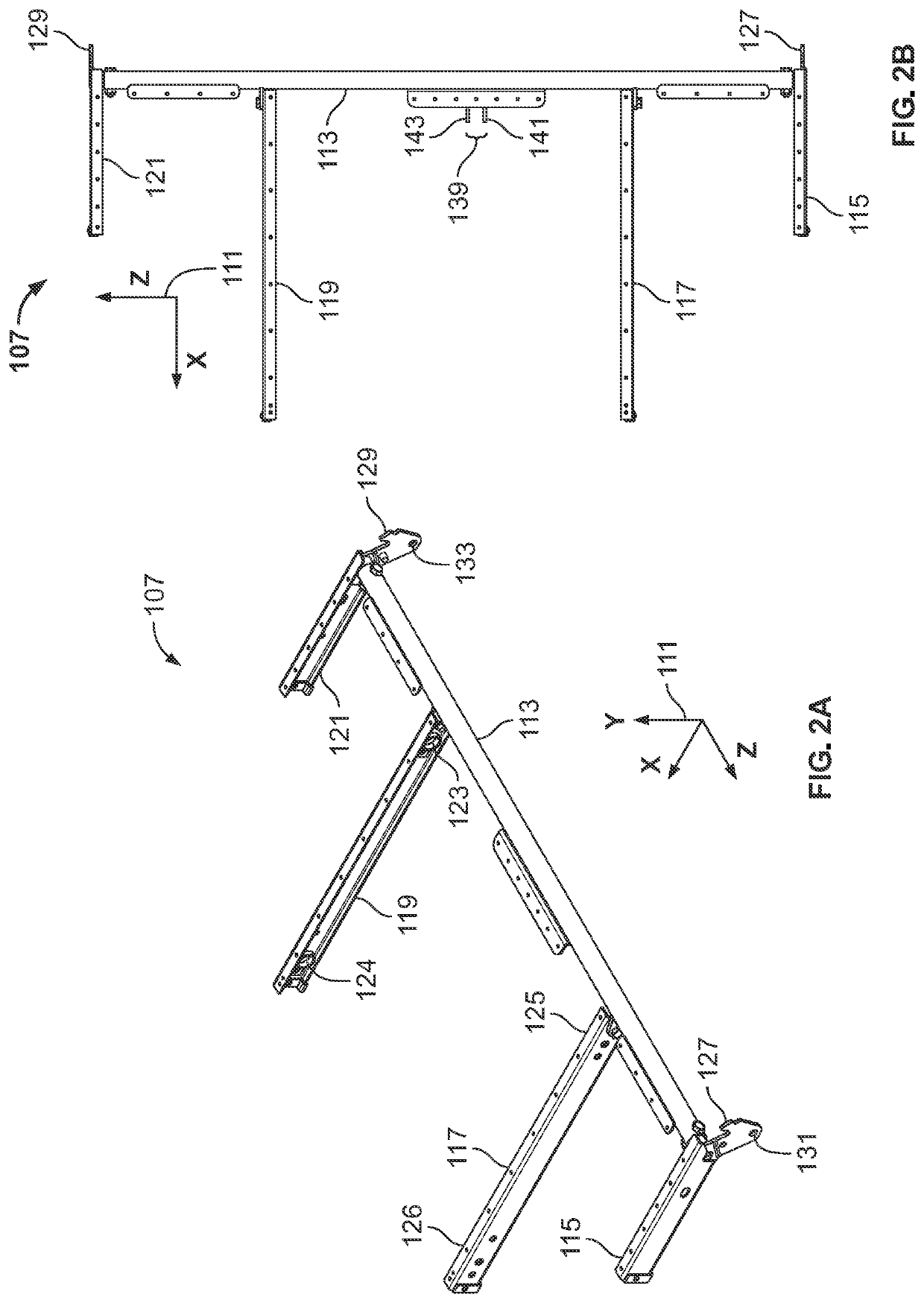 Folding table and associated folding mechanisms