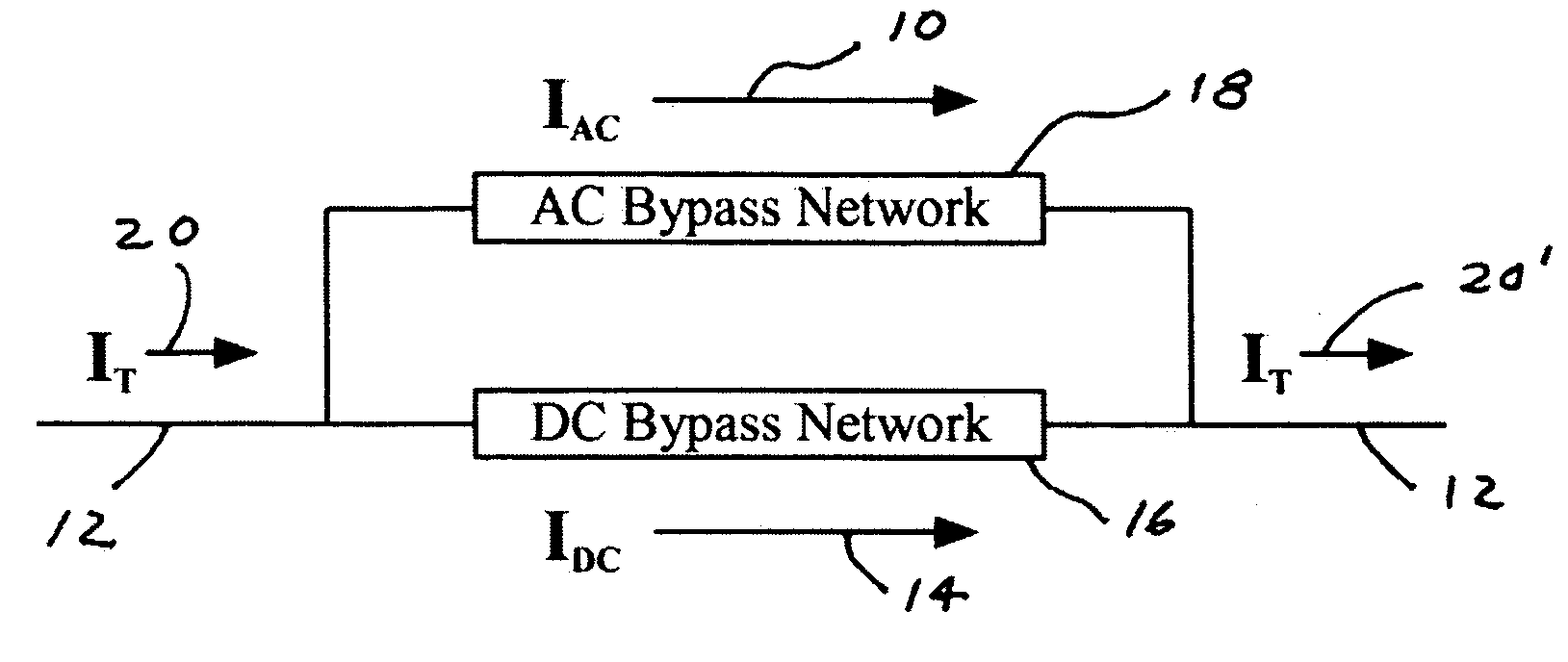 Hybrid bypass networks for low-loss cables and ripple filter chokes