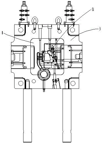 Metal pouring die of hydraulic core pulling structure