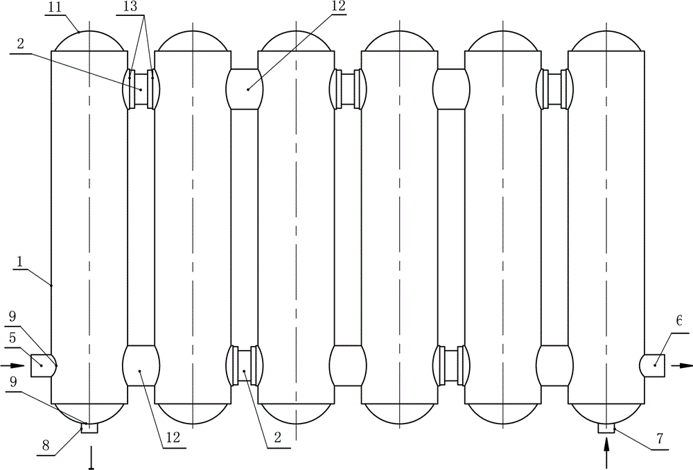 Pipe connection instant heating type heat exchanger with part of shell tubes storing water