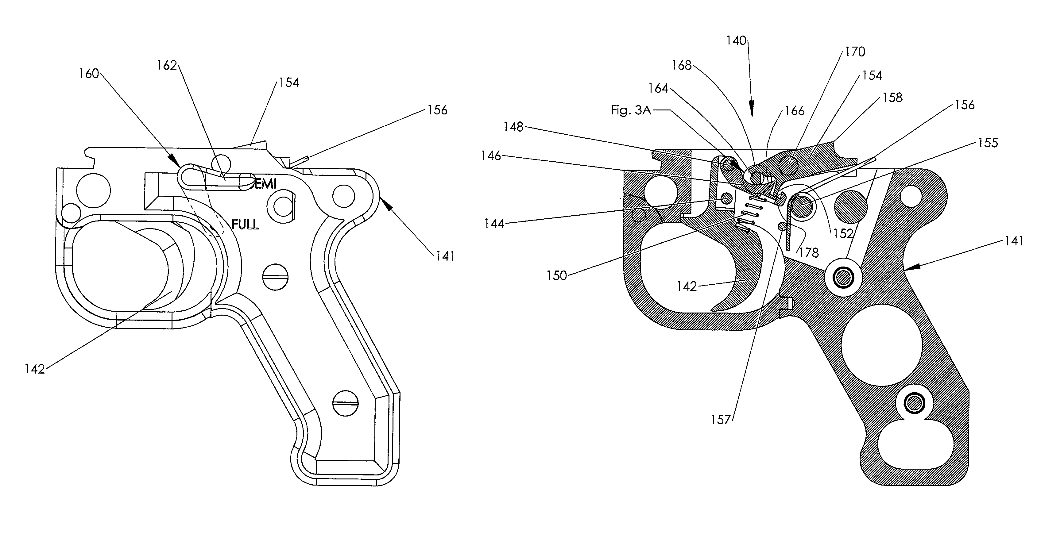 M240 rifle with select fire mechanism for selective fully-automatic and semi-automatic operation