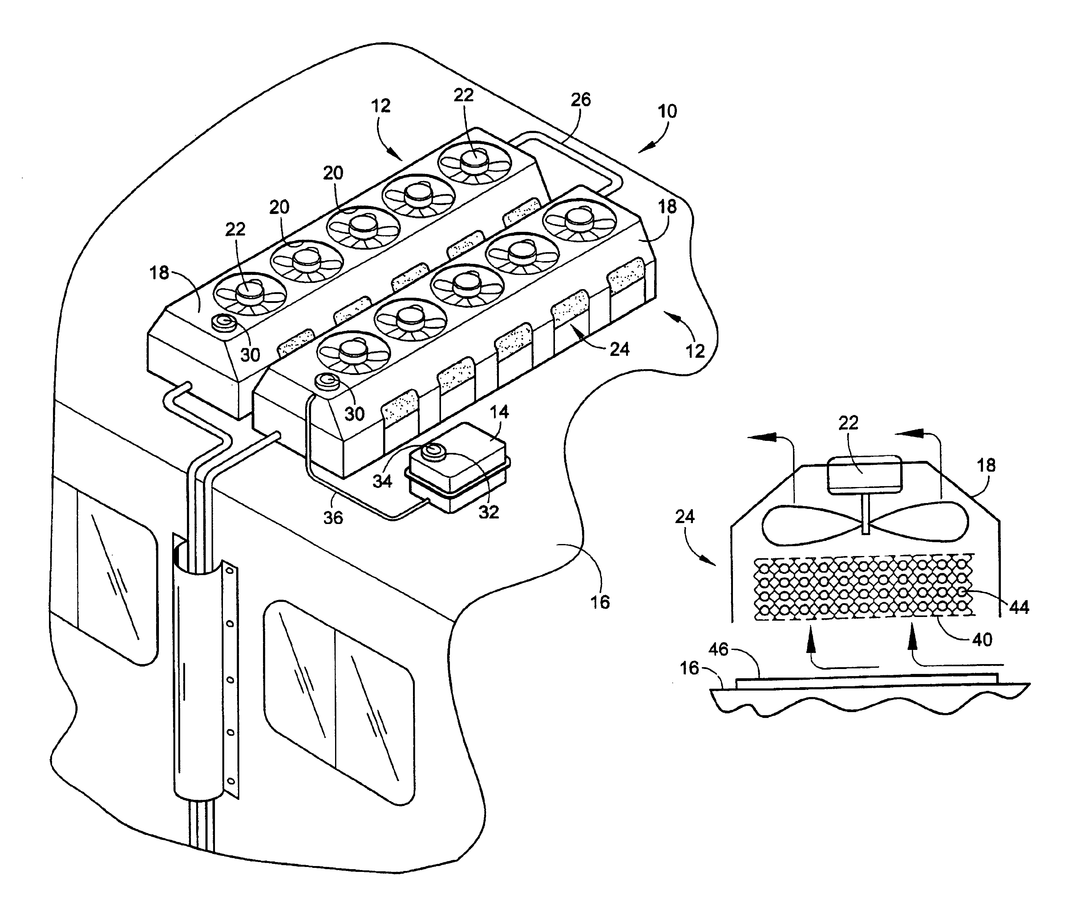 Vehicle rooftop engine cooling system