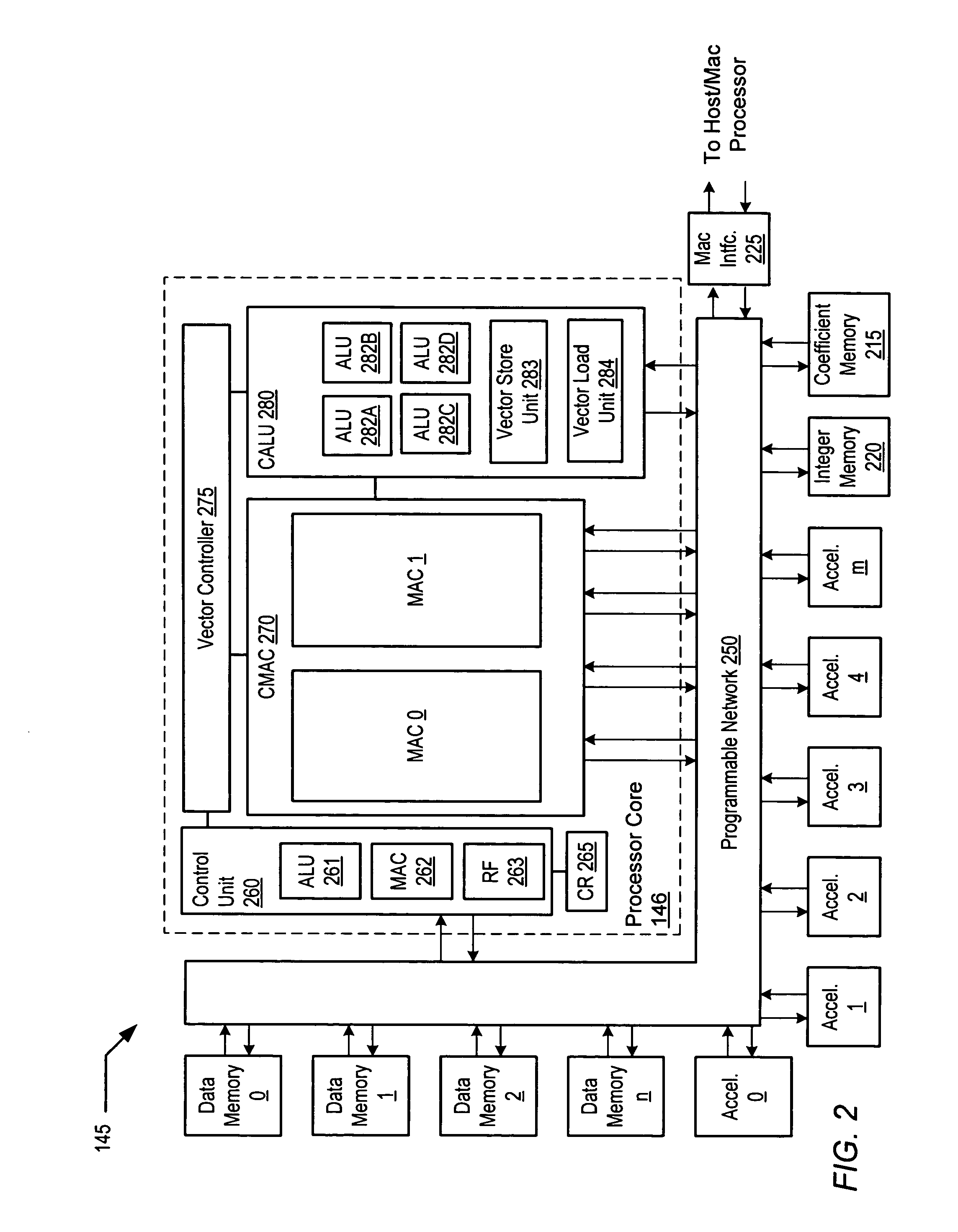 Digital signal processor including a programmable network