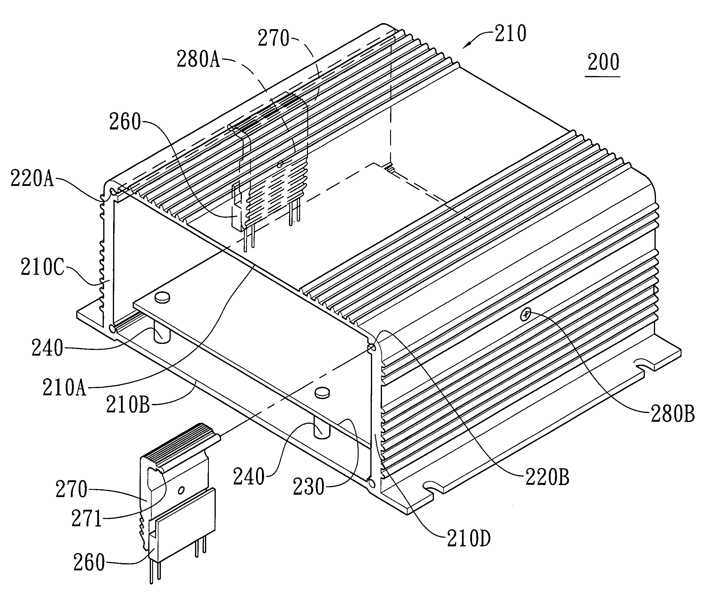 Combination of inverter casing and heat sink member