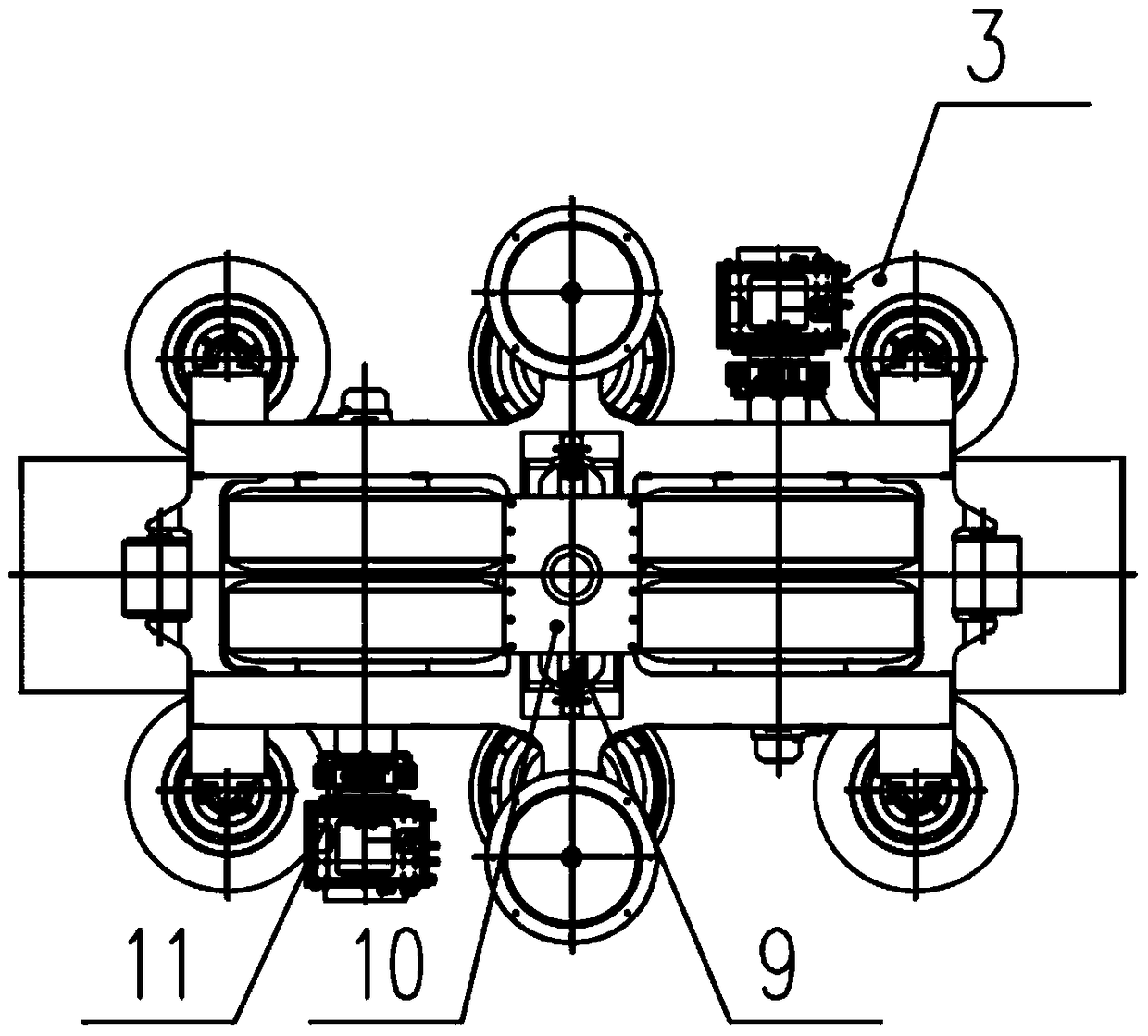A direct drive straddle gearless monorail bogie