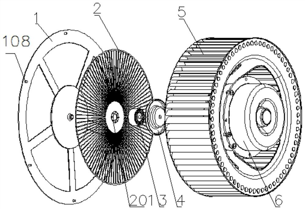 A magnetic gear variable speed oil fume separation structure and range hood