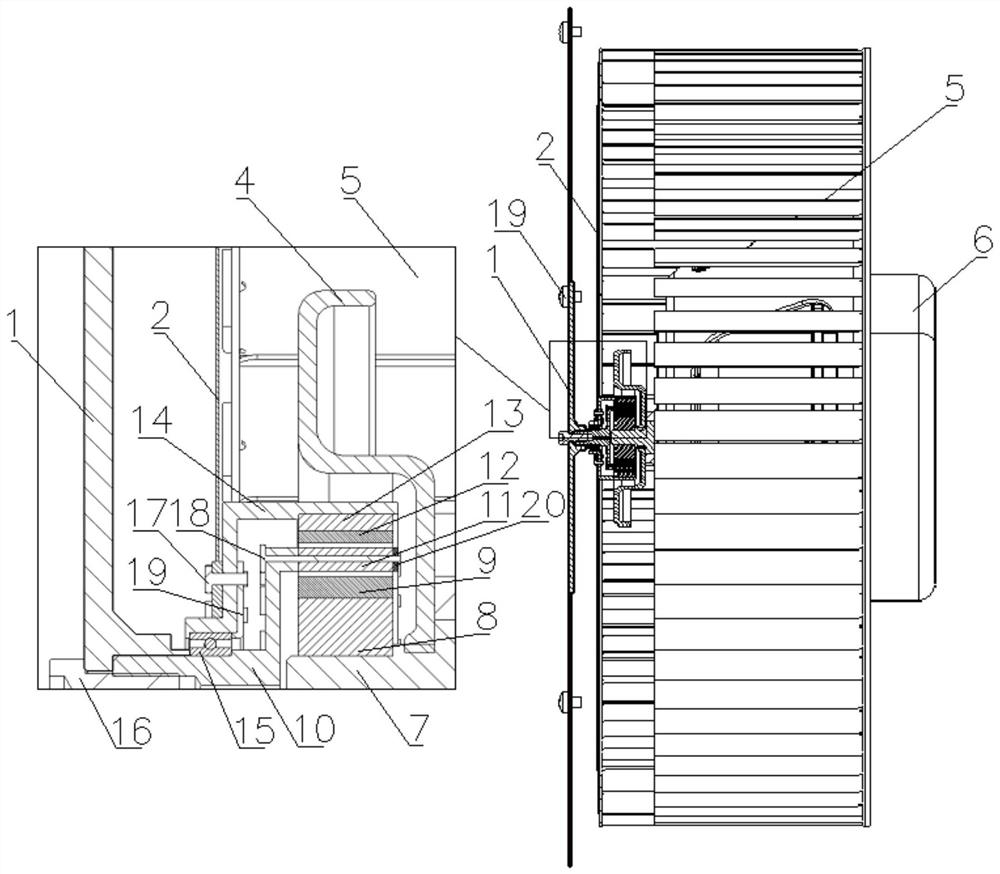 A magnetic gear variable speed oil fume separation structure and range hood