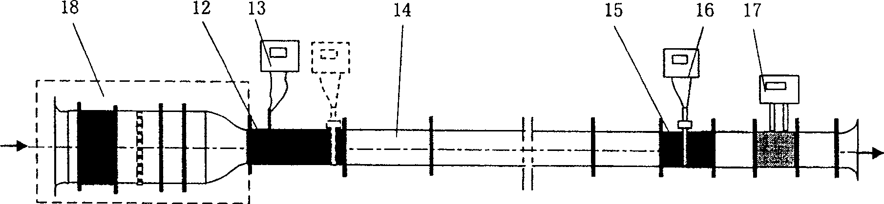 Wind tunnel calibration method for large flow gas pipeline averaging velocity tube flowmeter