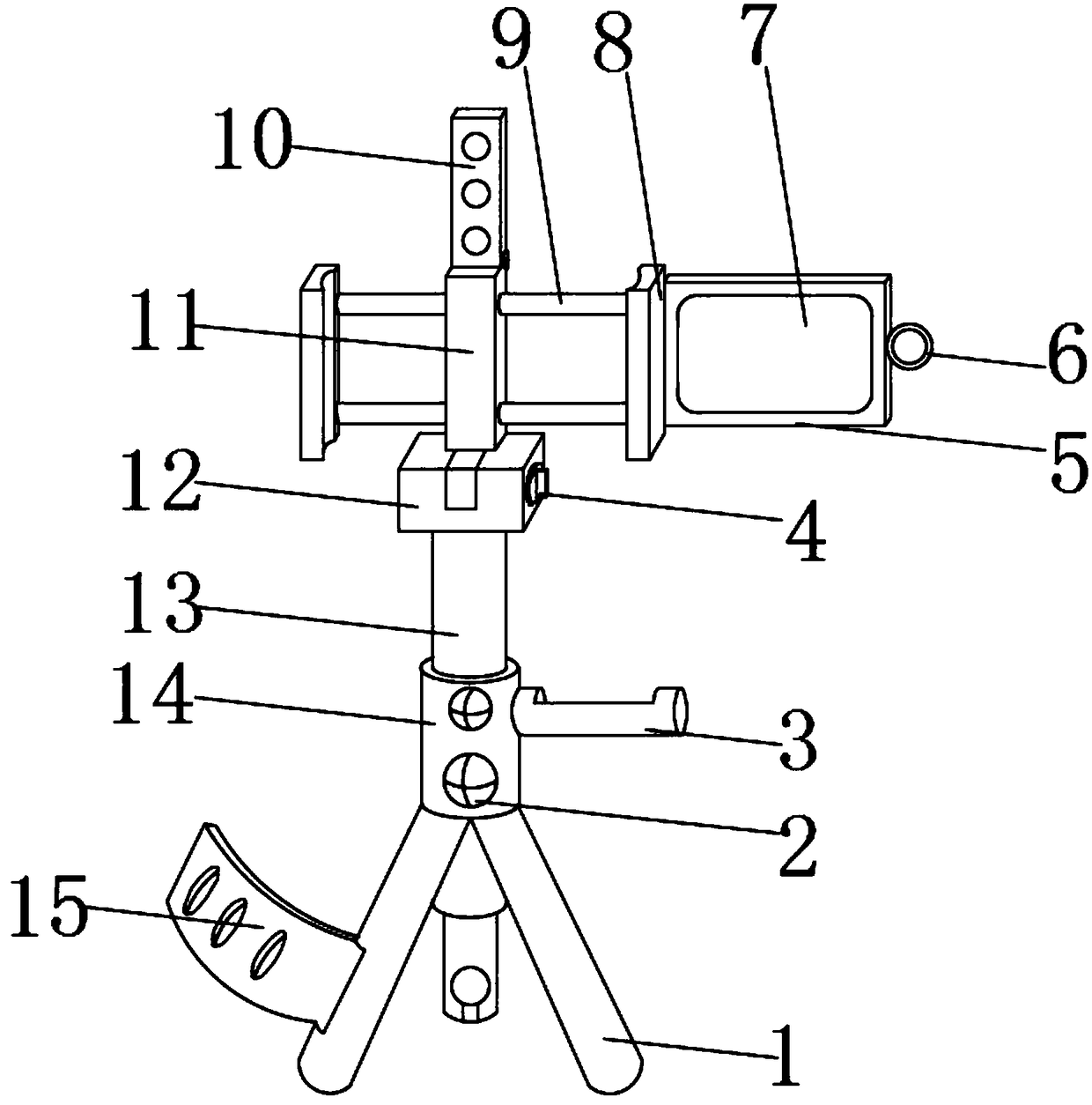 Electronic product self-timer fixing tool with mirror surface imaging structure