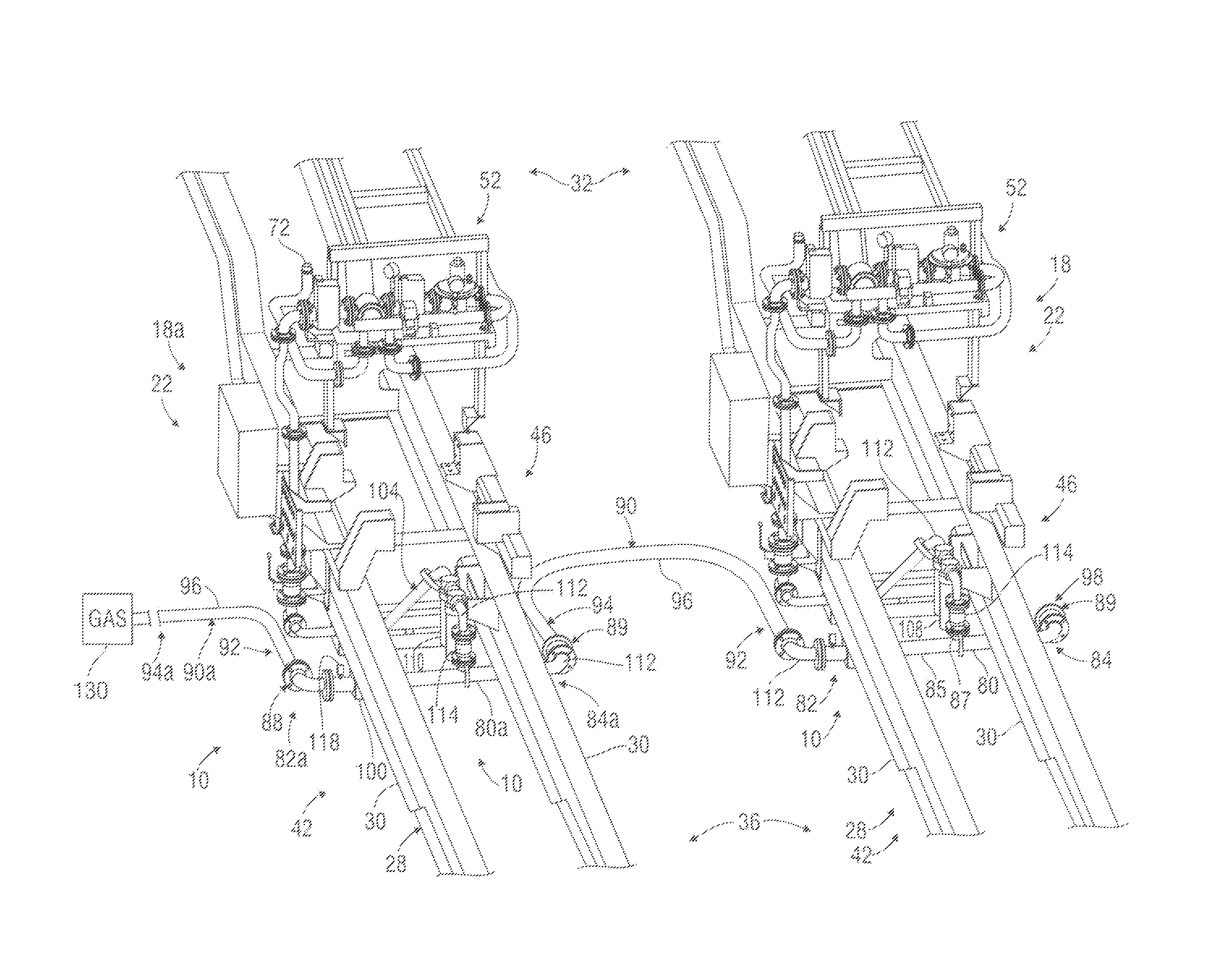 Apparatus and methods for providing natural gas to multiple engines disposed upon multiple carriers