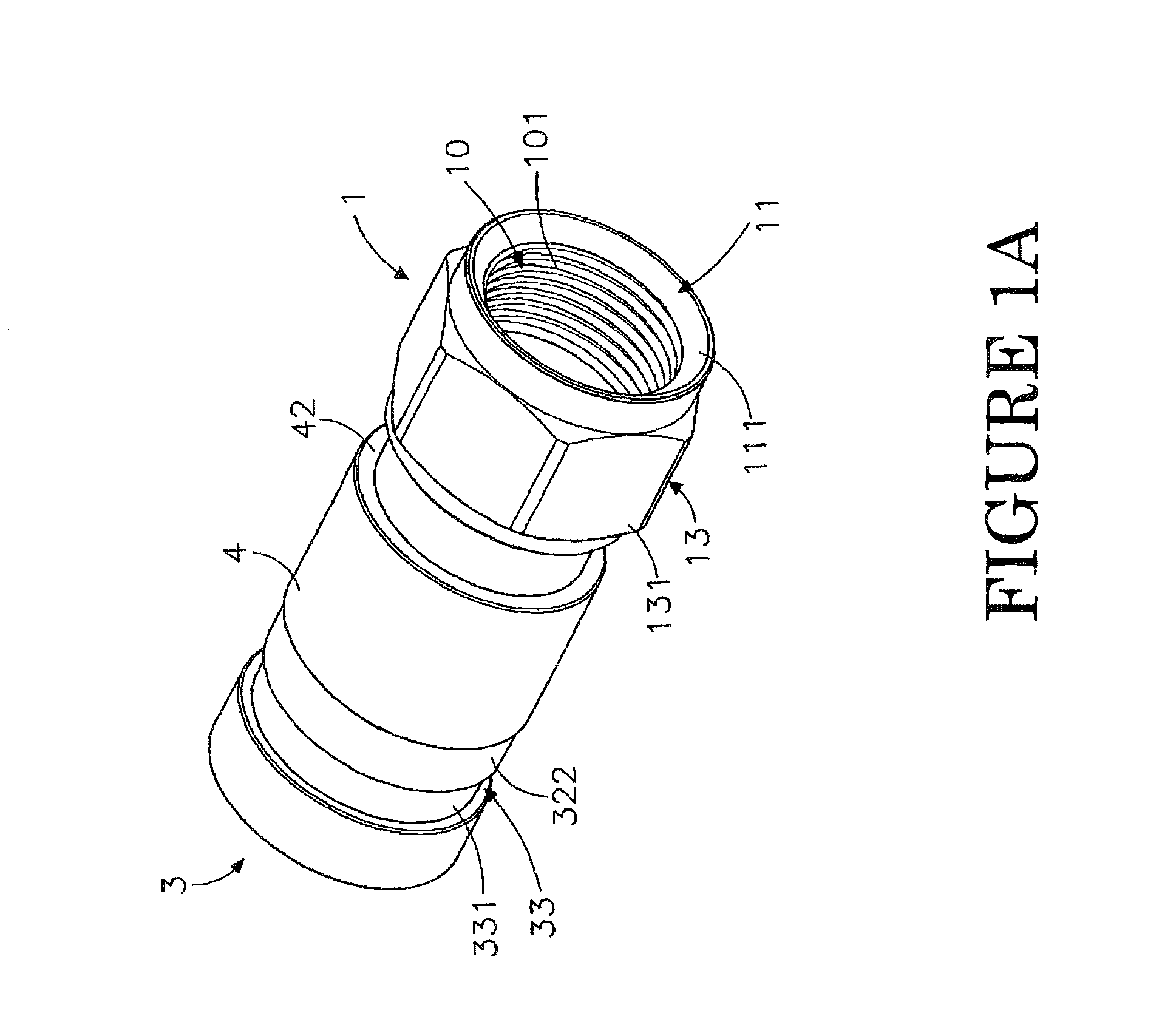 Coaxial cable connector having a barrel to deform a portion of a casing for crimping a coaxial cable