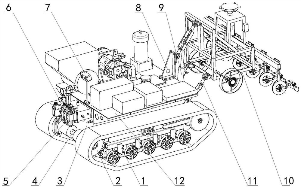 A fully hydraulic crawler type unmanned rape seeding machine