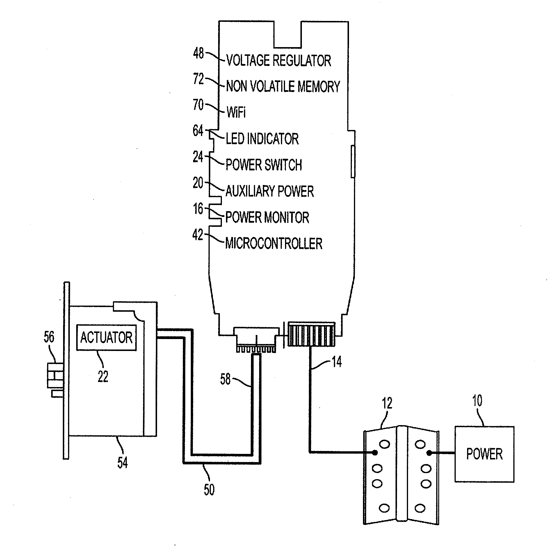 Electronic lock with power failure control circuit